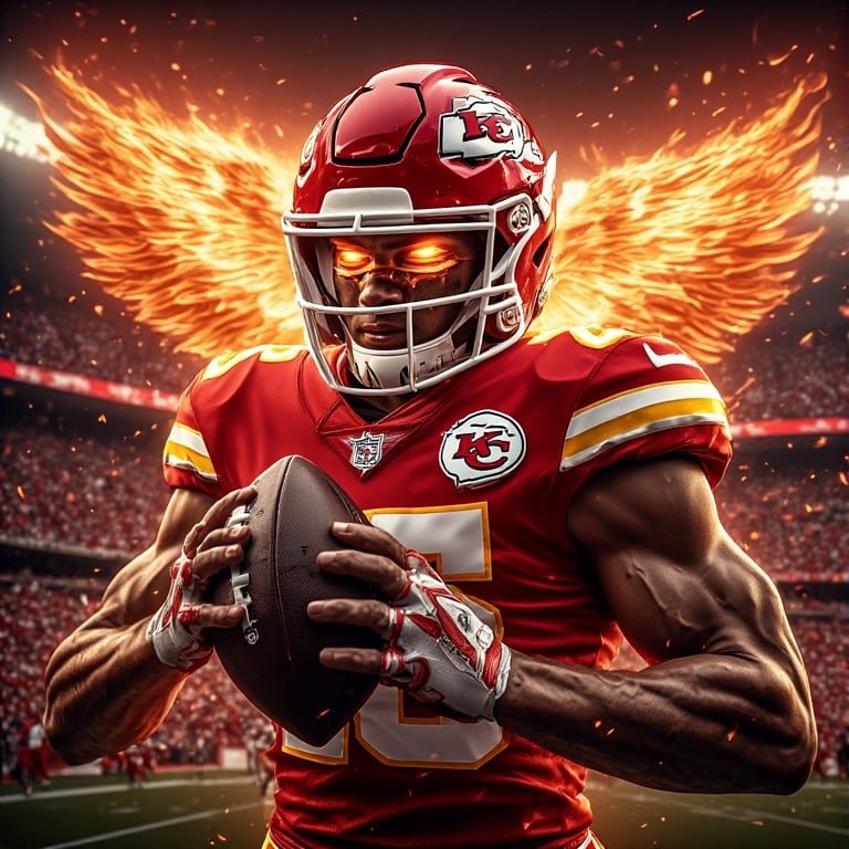 Kansas City Chiefs wallpaper 8K Ultra HD neon fan love NFL football background with bright red and gold colors
