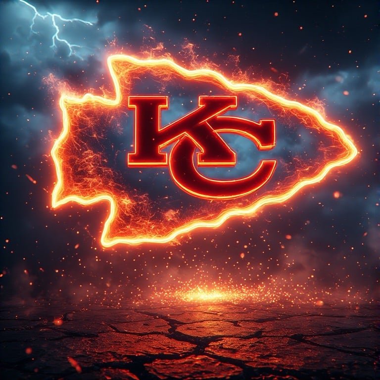 Kansas City Chiefs wallpaper 8K Ultra HD neon fan love NFL football background with bright red and gold colors