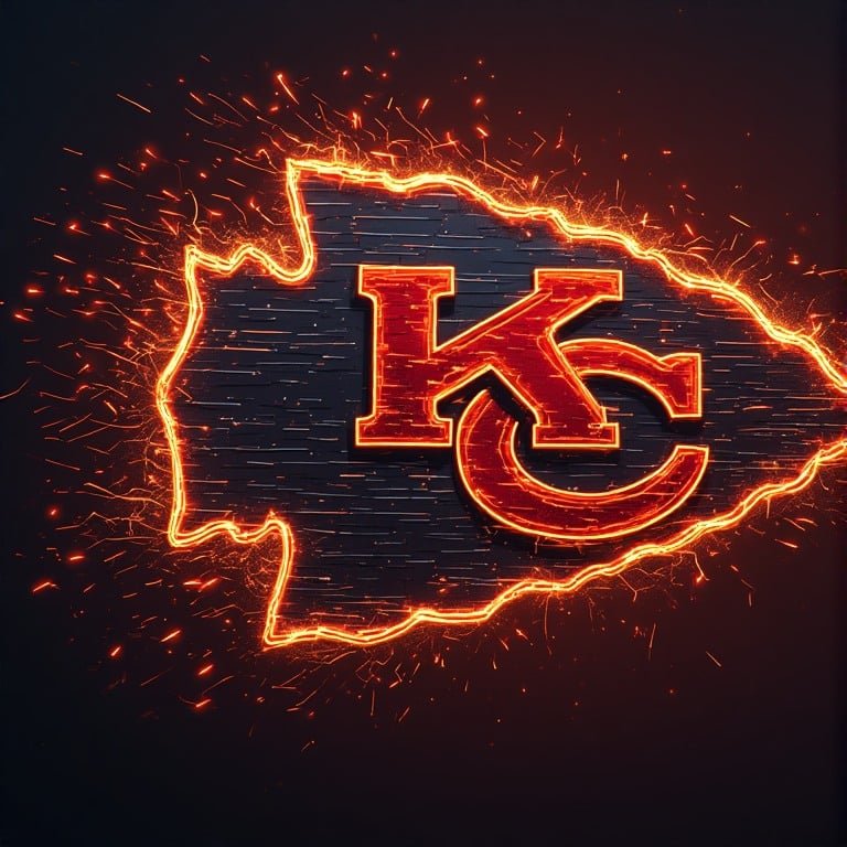 Kansas City Chiefs wallpaper 8K Ultra HD neon fan love NFL football background with bright red and gold colors