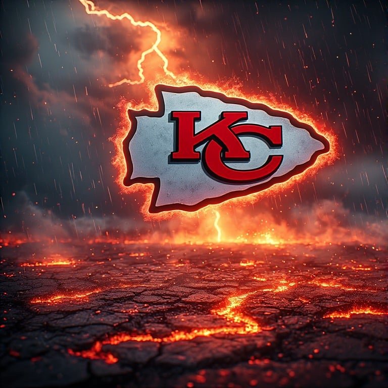 Kansas City Chiefs wallpaper 8K Ultra HD neon fan love NFL football background with bright red and gold colors