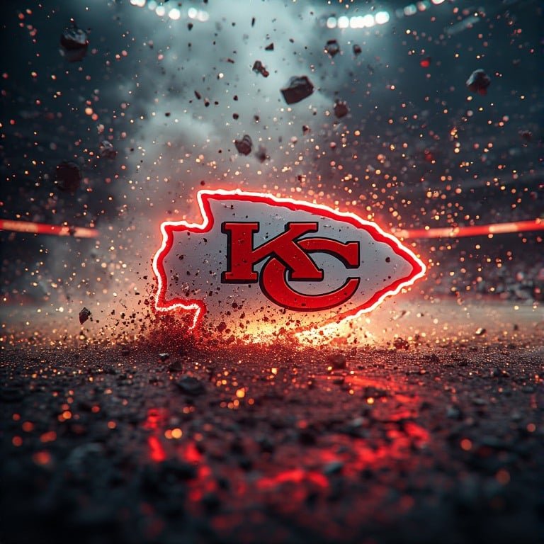 Kansas City Chiefs wallpaper 8K Ultra HD neon fan love NFL football background with bright red and gold colors