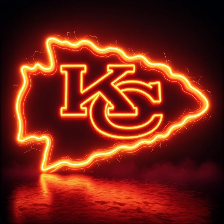 Kansas City Chiefs wallpaper 8K Ultra HD neon fan love NFL football background with bright red and gold colors