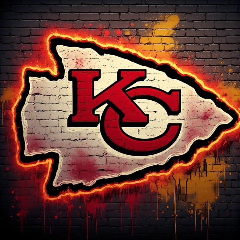 Kansas City Chiefs wallpaper 8K Ultra HD neon fan love NFL football background with bright red and gold colors