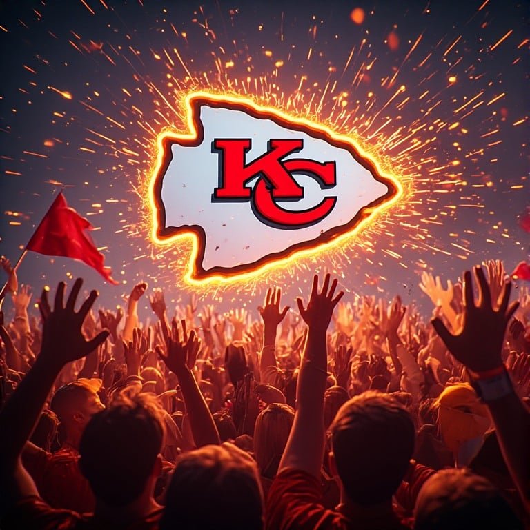 Kansas City Chiefs wallpaper 8K Ultra HD neon fan love NFL football background with bright red and gold colors
