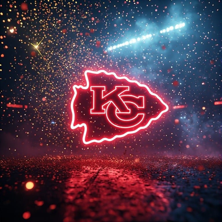 Kansas City Chiefs wallpaper 8K Ultra HD neon fan love NFL football background with bright red and gold colors