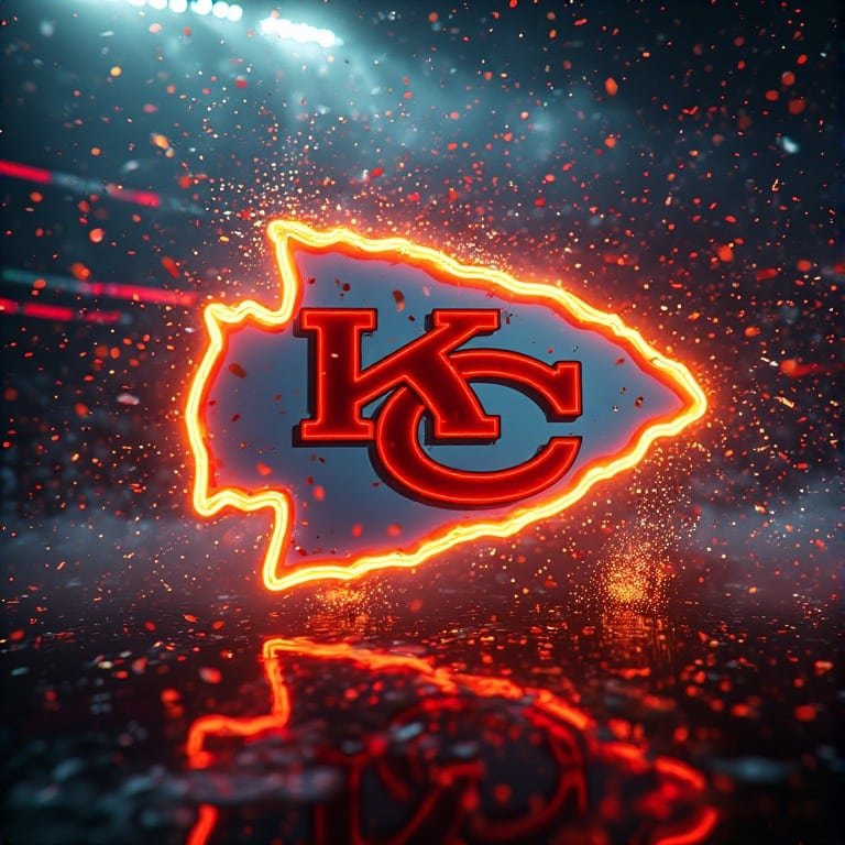 Kansas City Chiefs wallpaper 8K Ultra HD neon fan love NFL football background with bright red and gold colors