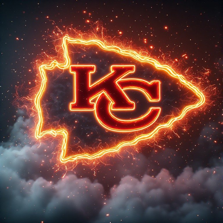 Kansas City Chiefs wallpaper 8K Ultra HD neon fan love NFL football background with bright red and gold colors