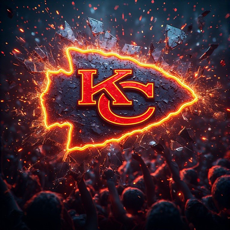 Kansas City Chiefs wallpaper 8K Ultra HD neon fan love NFL football background with bright red and gold colors