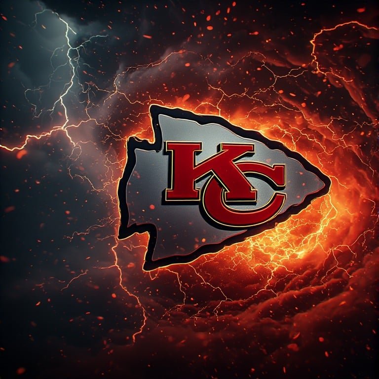 Kansas City Chiefs wallpaper 8K Ultra HD neon fan love NFL football background with bright red and gold colors