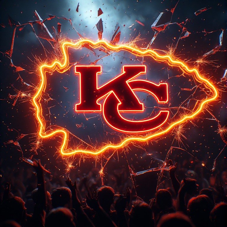 Kansas City Chiefs wallpaper 8K Ultra HD neon fan love NFL football background with bright red and gold colors