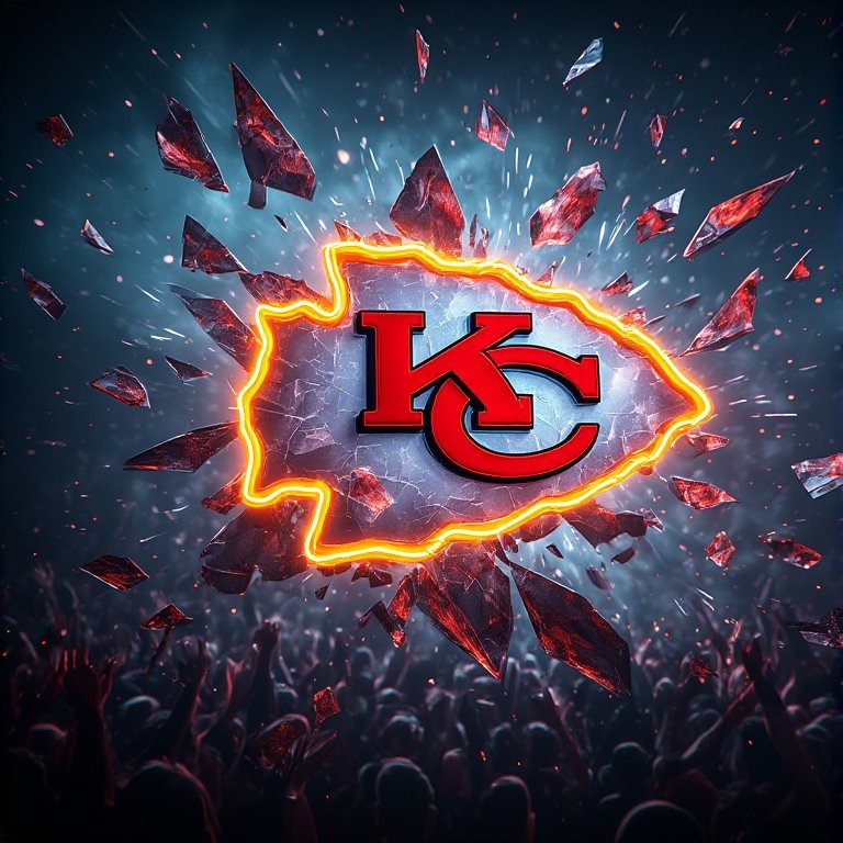 Kansas City Chiefs wallpaper 8K Ultra HD neon fan love NFL football background with bright red and gold colors
