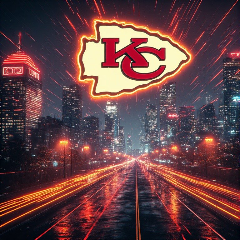 Kansas City Chiefs wallpaper 8K Ultra HD neon fan love NFL football background with bright red and gold colors