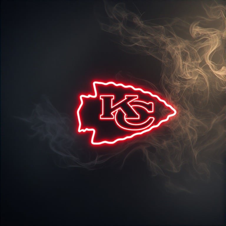 Kansas City Chiefs wallpaper 8K Ultra HD neon fan love NFL football background with bright red and gold colors
