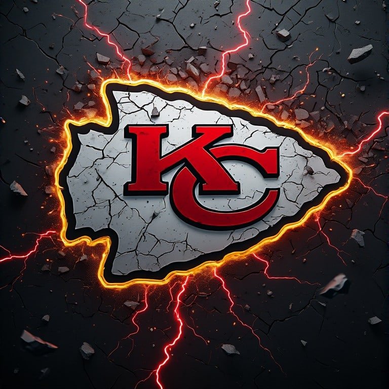 Kansas City Chiefs wallpaper 8K Ultra HD neon fan love NFL football background with bright red and gold colors
