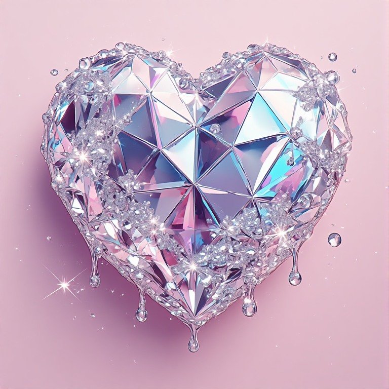 Glossy 3D Valentine heart wallpaper with dripping effect, roses, and sparkles