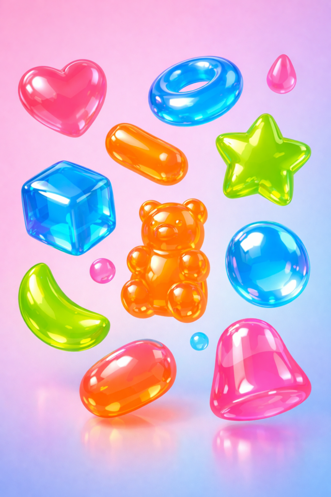 gummy aesthetic
jelly aesthetic background
glossy 3D shapes
colorful abstract background
free svg download
